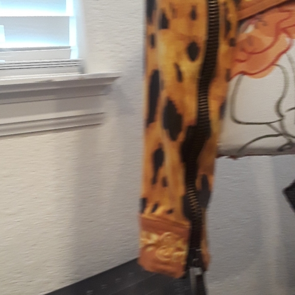 RARE!! Vintage VERSACE JEANS COUTURE LOGO JACKET Sm Leopard Denim - Van Halen! - Picture 8 of 9